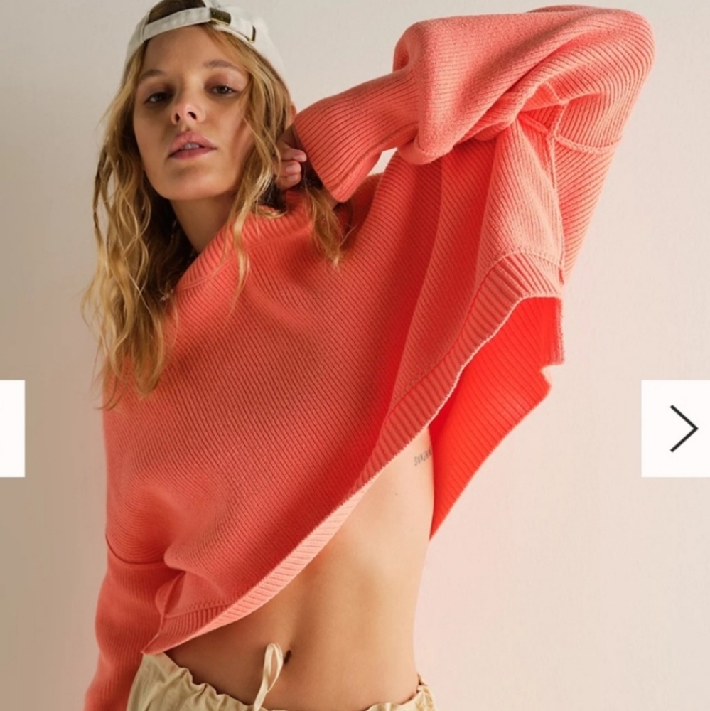 Free People Easy Street Crop Pullover Sweater In Guava Juice Size XS - Picture 3 of 10